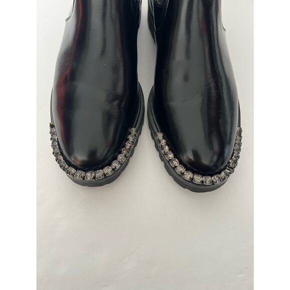 Schutz Women's Daisha Embellished Leather Chelsea Boots Solid Black Size 7 - Picture 5 of 12